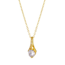 18K gold plated cubic zirconia pendant necklace for women with adjustable 15-17 inch chain - hypoallergenic stainless steel.