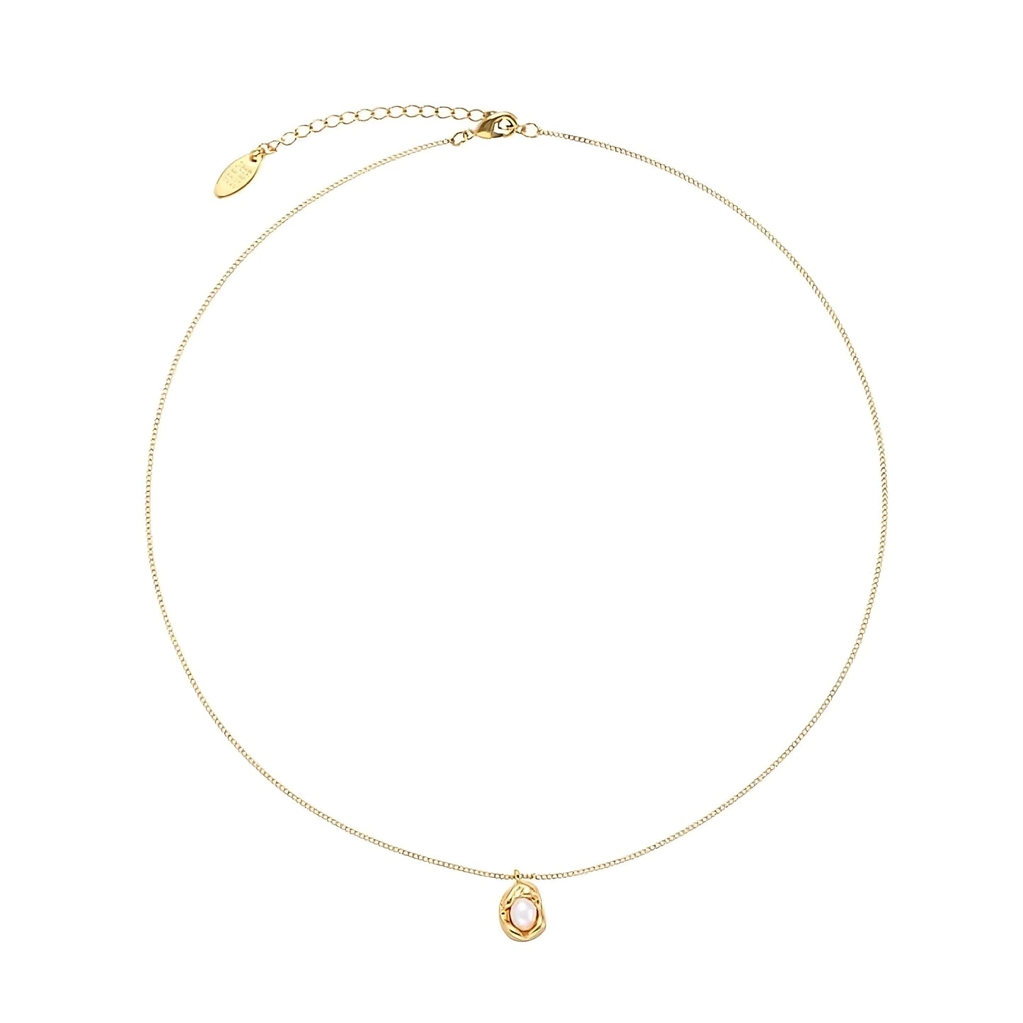 Adjustable 18-inch gold-plated necklace with freshwater pearl centerpiece