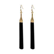 Black & Gold Hammered Bar Earrings