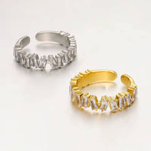 Matching 5A CZ open ring set in gold and silver – ideal for mixing and metal layering trends