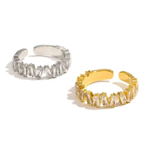 18K gold plated vs. stainless steel silver 5A cubic zirconia open ring – hypoallergenic stackable rings