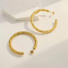 Gold Plated CC Twist Stripe Earrings – Perfect Gift for Women