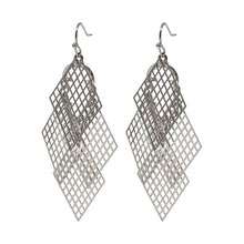 Rhombus Dangle Earrings: Dazzling silver rhombus-shaped dangle earrings, perfect for adding geometric flair to any outfit.