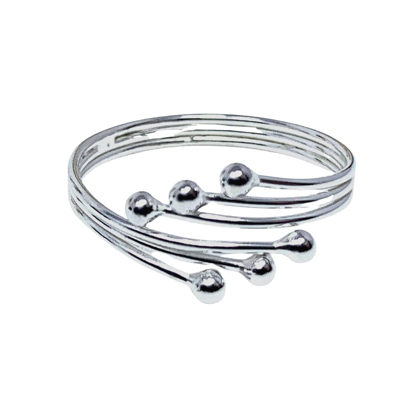 Sterling silver adjustable ball ring minimalist stackable band