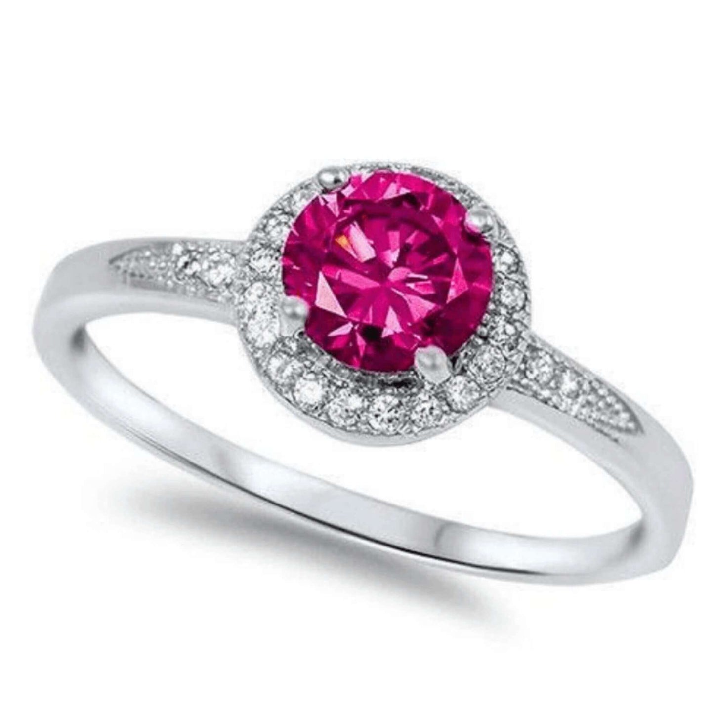 .925 Sterling Silver Solitaire Ruby Ring