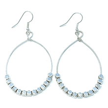 Beaded Teardrop Silver Hoop Earrings - Beaded Earrings