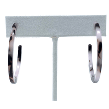 Black And White Marbled Resin Circle Hoop Trendy Earrings - Fashion Jewelry