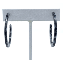 Black Marbled Resin Circle Hoop Stylish Earrings For Women