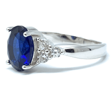 Blue Sapphire CZ Sterling Silver Engagement Ring For Women - Fashion Jewelry