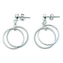 Dancing Link Circle Hoop Sterling Silver Stud Earrings - SeaSpray Jewelry