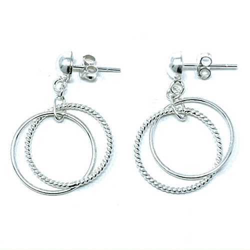 Dancing Link Circle Hoop Sterling Silver Stud Earrings - SeaSpray Jewelry