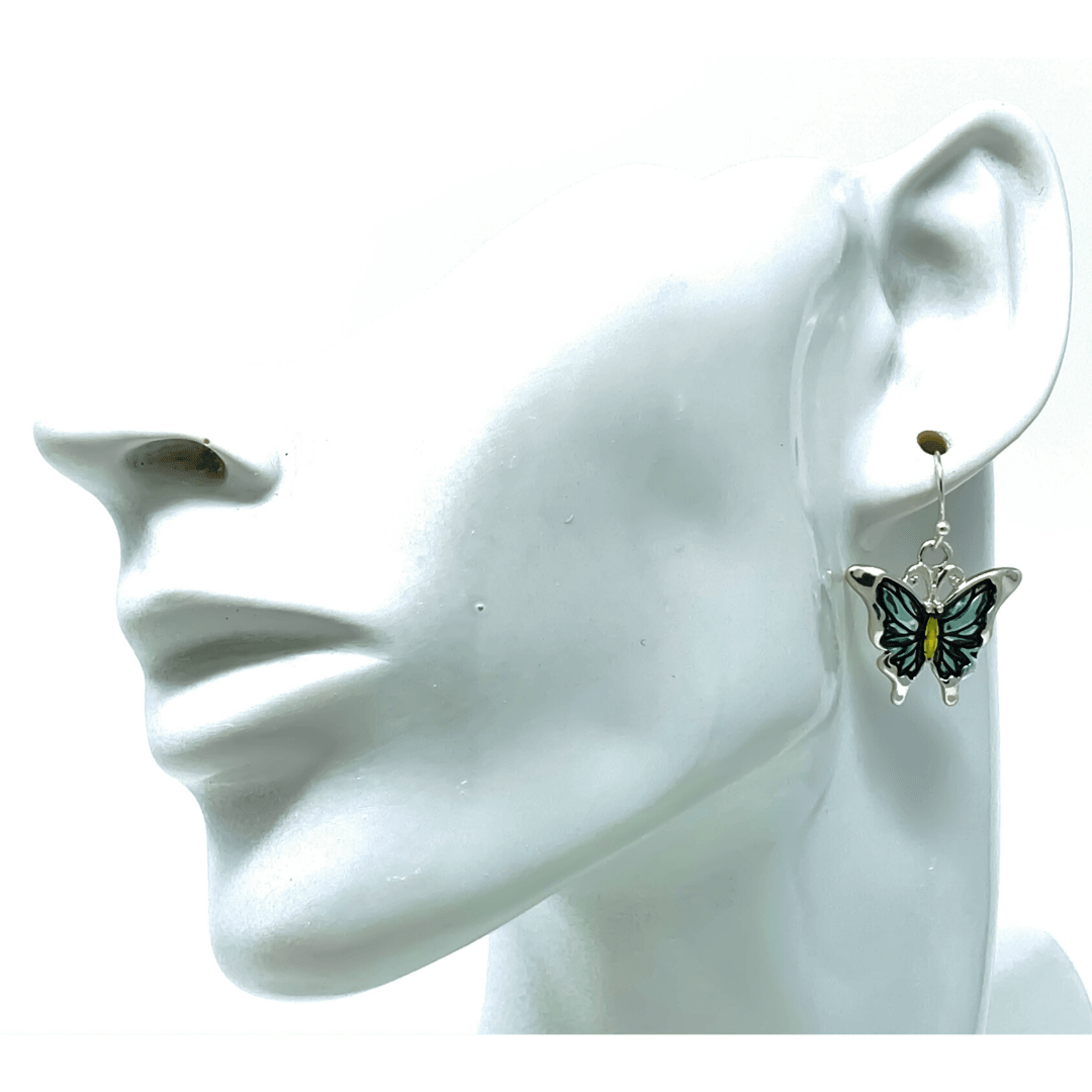 Dangling Silver Butterfly Earrings - Butterfly Jewelry