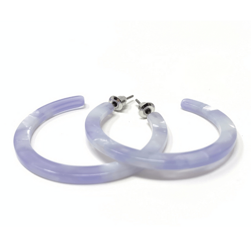 Light Purple Marbled Resin Circle Hoop Earrings - Fashion Jewelry
