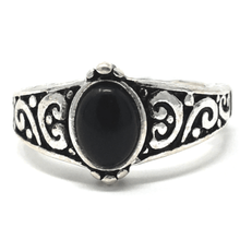 Onyx Stone Silver Stretch Ring For Women - Statement Jewelry