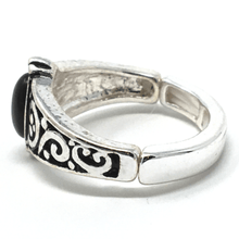 Onyx Stone Silver Stretch Ring For Women - Fashion Jewelry