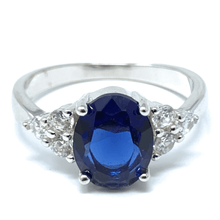 Oval Blue Sapphire .925 Sterling Silver Engagement Ring For Women - Fashion Jewelry
