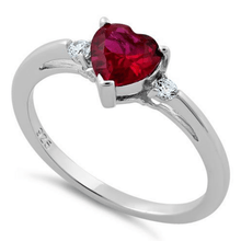 Red Ruby Heart CZ .925 Sterling Silver Ring For Women - SeaSpray Jewelry