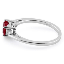 Red Ruby Heart & Cz .925 Sterling Silver Ring For Women - SeaSpray Jewelry