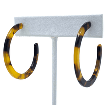 Tortoise Shell Marbled Resin Circle Hoop Trendy Earrings