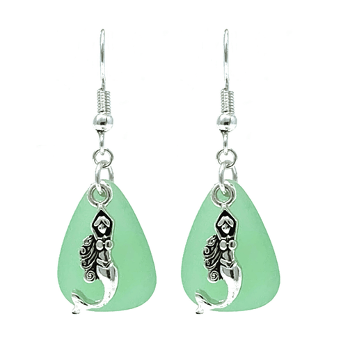 Sea Glass Silver Mermaid Earrings