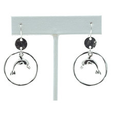 Silver Dolphin Circle Hoop Dangle Beach Earrings For Women - Costume Jewelry