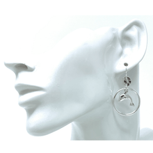 Silver Dolphin Circle Hoop Dangle Earrings - Fashion Jewelry