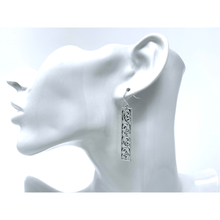 Silver Swirl Filigree Bar Rectangle Dangle Earrings For Women - Costume Jewelry