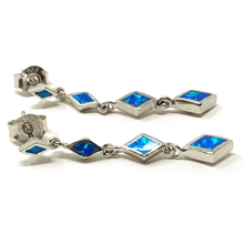 Sterling Silver Blue Opal Drop Stud Earrings - SeaSpray Jewelry