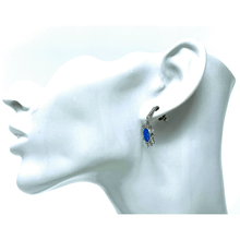 Sterling Silver Blue Opal Sun CZ Earrings - Sterling Silver Jewelry