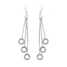 Sterling Silver Chain Fringe Open Circle Earrings - Sterling Silver Jewelry
