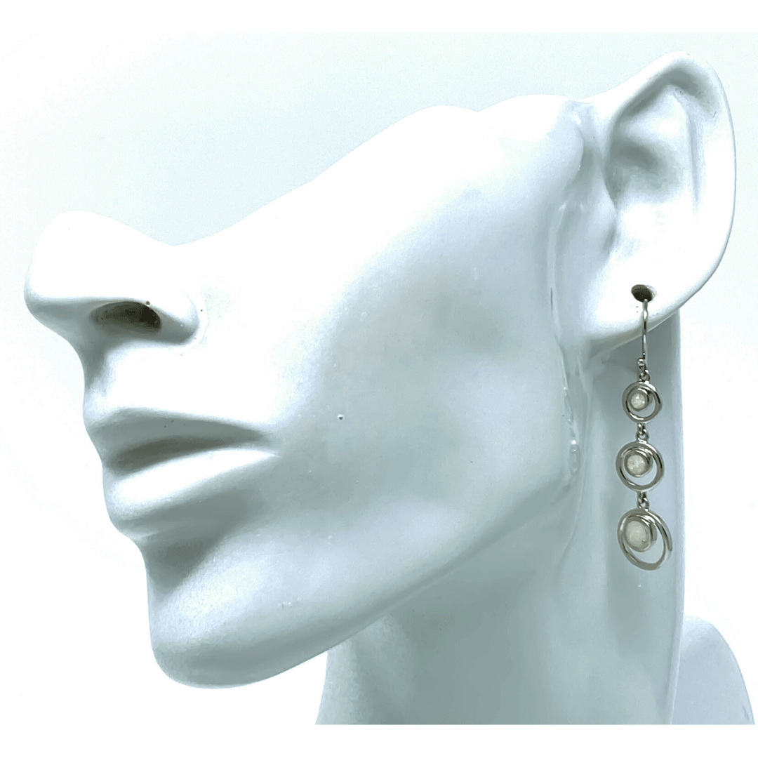 Sterling Silver Open Circle White Opal Earrings - SeaSpray Jewelry