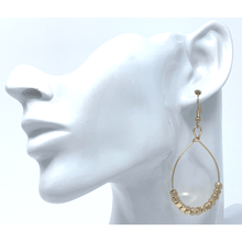 Trendy Gold Beaded Teardrop Hoop Fashion Earrings For Women