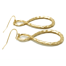 Hammered Gold Twisted Hoop Infinity Earrings - Women's Fashion Earrings
