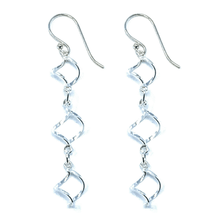 Twisted Open Hoop Linked Sterling Silver Dangle Earrings - SeaSpray Jewelry