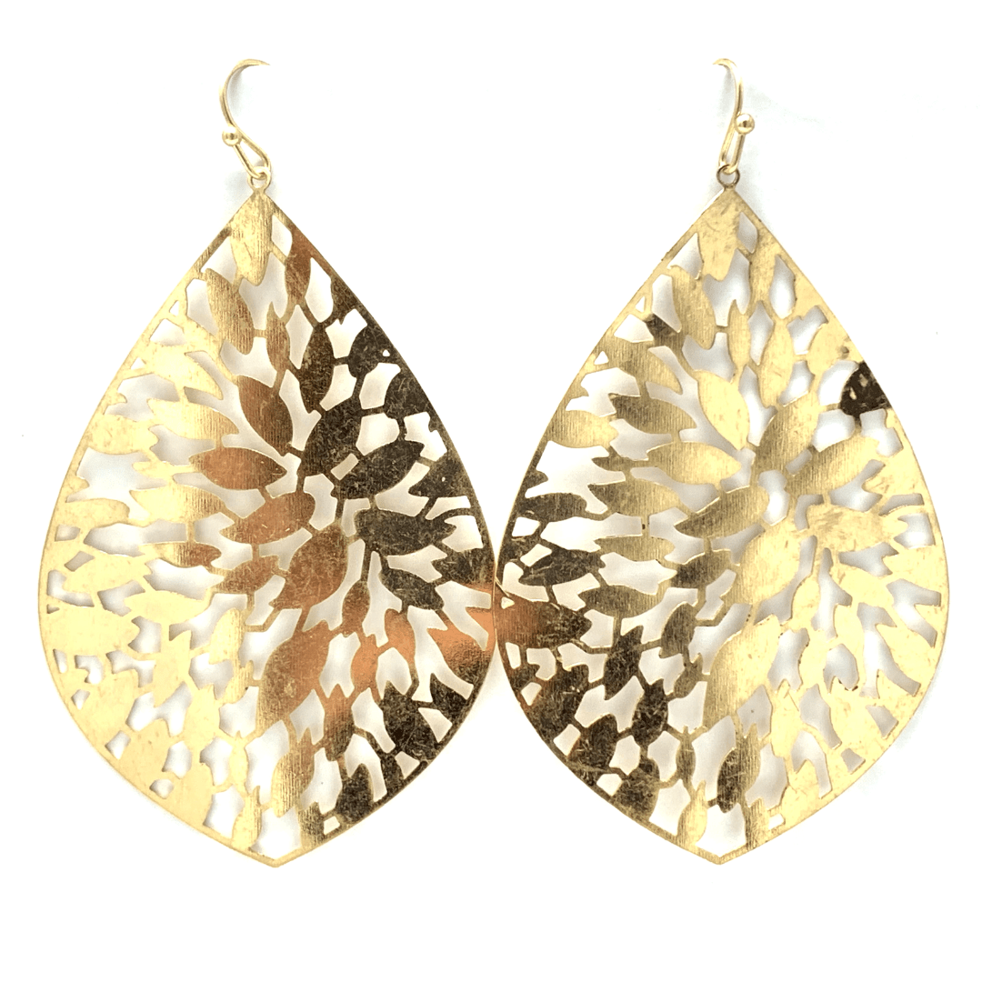 Filigree Gold Teardrop Earrings Statement Drop Dangle Earrings