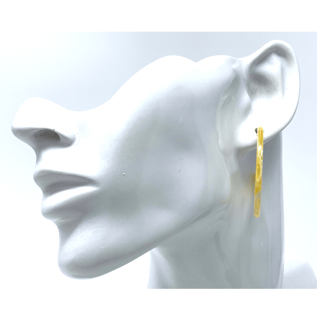 Yellow Resin Circle Hoop Earrings - Statement Jewelry