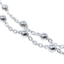 Ball Beaded Double Cable Chain Anklet In Sterling Silver
