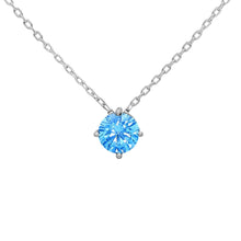 Blue Topaz Cubic Zirconia Necklace On Sterling Silver Chain - Fine Jewelry