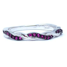 Braided CZ Ruby Infinity Ring In Sterling Silver