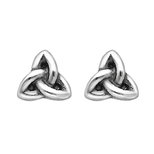 Celtic Trinity Stud Earrings In Sterling Silver