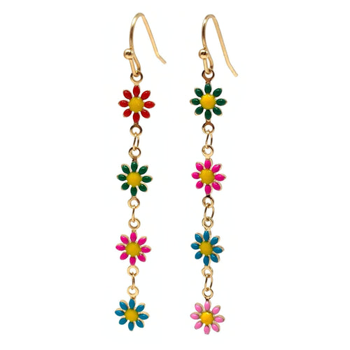 Colorful Daisy Flower Dangle Earrings
