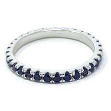 CZ Blue Sapphire Eternity Ring In Sterling Silver