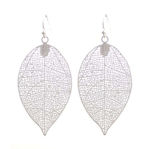 Dangle Matte Silver Leaf Earrings