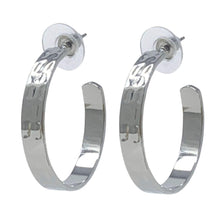 Flat Hammered Silver Hoop Earrings