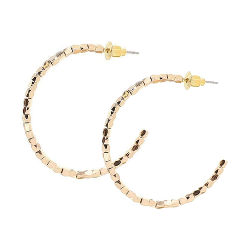 Gold Beaded Hoop Earrings with Boho Flair