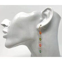 Gold Dangle Daisy Flower Earrings