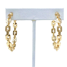 Gold Chain Link Hoop Stud Earrings