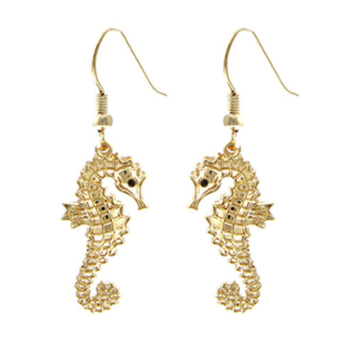 Gold Seahorse Earrings - Fashion Beach Jewelry