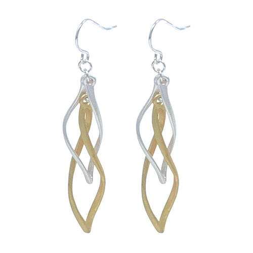 Matte Gold & Silver Twist Hoop Earrings