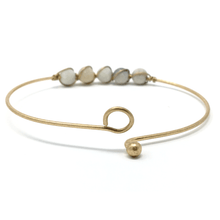 5 Natural Stone Gold Wire Bangle Bracelet